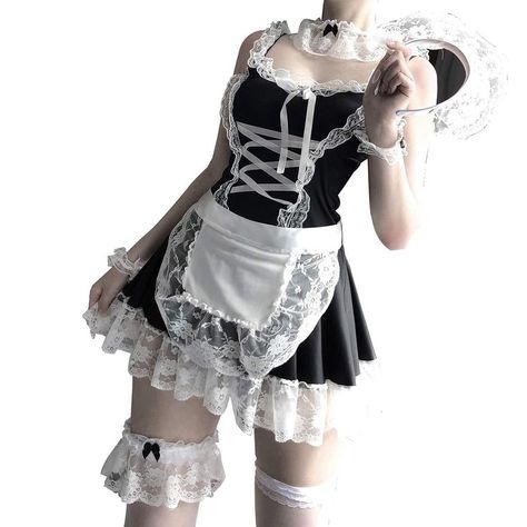 Maid Dresses Halloween Maid Outfit Cosplay Sweet Classic Lolita Apron Maid Dress with Socks Dress With Socks, Maid Fancy Dress, Maid Outfit Cosplay, Maid Lingerie, Black Halloween Dress, Dress With Stockings, French Maid, Japanese Dress, Maid Outfit