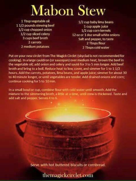 Mabon Stew Mabon Stew, Wicca Recipes, Kitchen Witch Recipes, Autumnal Equinox, Kitchen Witchery, Magic Circle, Kitchen Witch, Samhain, Book Of Shadows