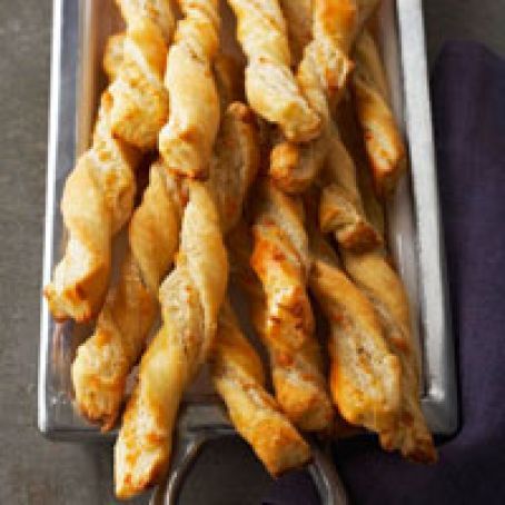 Oregano-Manchego Cheese Straws Recipe - (4.4/5) Frozen Puff Pastry Recipes, Cheese Twists, Cheesy Appetizer, Pastry Appetizer, Puff Pastry Appetizers, Manchego Cheese, Make Ahead Appetizers, Easy Puff Pastry, Cheese Straws