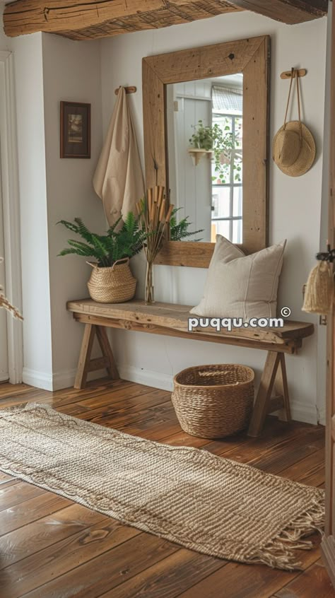 Wooden Floor Home Decor, Boho Entryway Decor, Vintage Entry Way Ideas, Hall Ways Ideas Entrance, Welcome Entryway Decor, No Entryway Ideas, Small Entryway Ideas Modern, Living Room Entryway Ideas, Entry Hallway Ideas