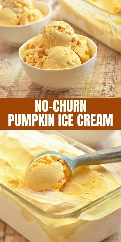 No-Churn Pumpkin Ice Cream is rich, creamy, and bursting with pumpkin pie flavors for the perfect Fall treat. Easy to make with no ice cream maker needed! Pumpkin Ice Cream Recipe, Pumpkin Ice Cream, Creamed Onions, Frozen Dessert Recipe, Pie Flavors, Slow Cooker Desserts, Cream Butter, Homemade Ice Cream Recipes, Popsicle Recipes