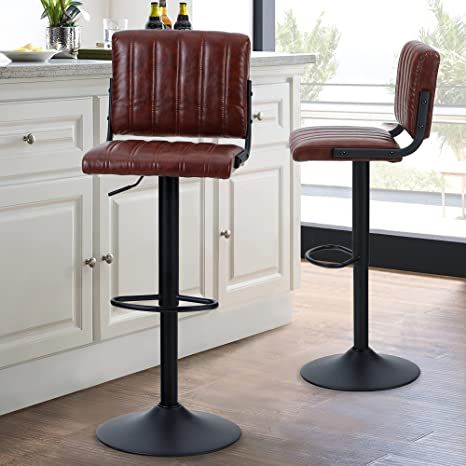 Cool Bar Stools, Stools With Backs, Leather Bar Stools, Adjustable Bar Stools, Modern Bar Stools, Leather Dining Chairs, Kitchen Bar Stools, Swivel Bar Stools, Comfortable Chair