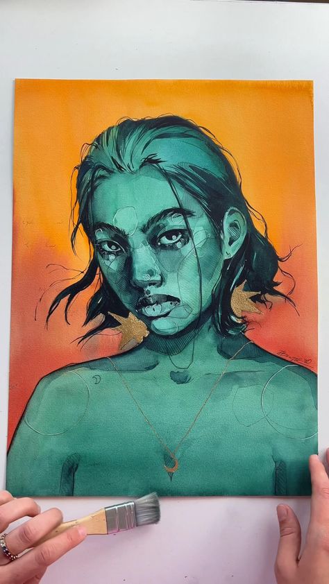 “Emerald glow” by Polina Bright -  #Bright #emerald #glow #Polina Polina Bright, Art Print Collection, Arte Sketchbook, Art Inspiration Painting, Painting Art Projects, Art Tutorials Drawing, Art Drawings Simple, Art Drawings Sketches, Art Sketchbook