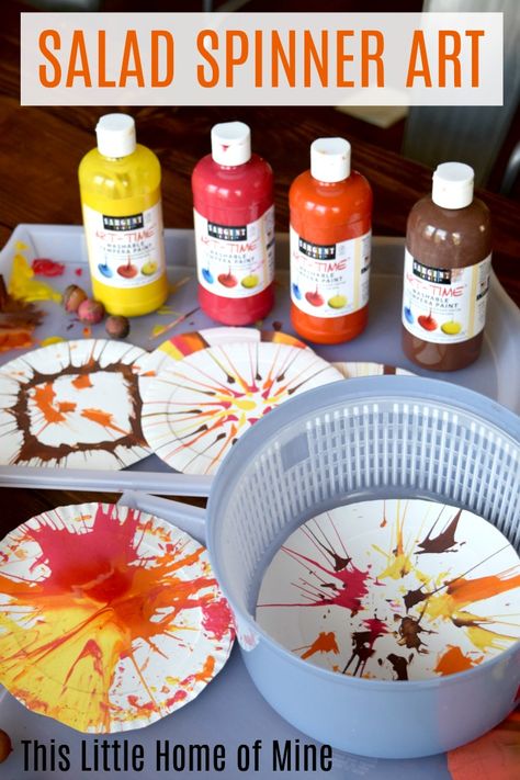 Art Supplies List, Preschool Art Projects, Salad Spinner, Spin Art, Painting Activities, Art Activity, Camping Art, Paint Art, Preschool Art