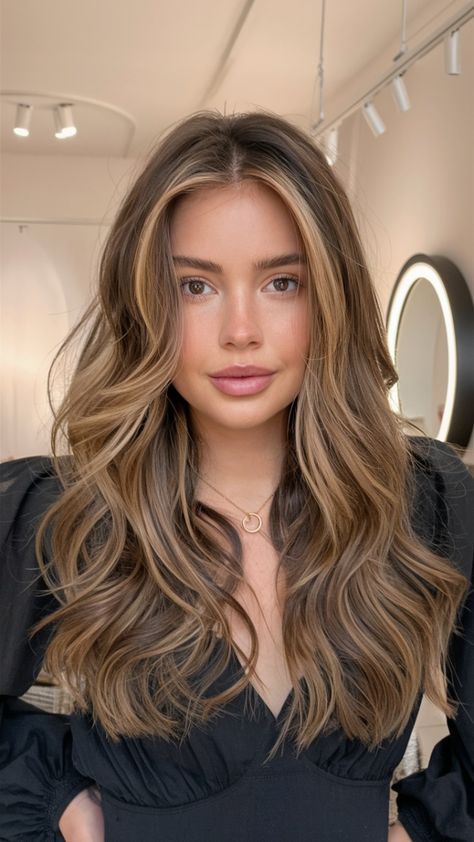 Looking to warm up your look? Try 10 Honey Brown Hair Styles to Try This Year! From rich caramel undertones to golden highlights, this color trend is everywhere for good reason. Perfect for all hair types and styles, honey brown is the must-have shade for a radiant, natural vibe. #HoneyBrownHair #GoldenGlowHair #HairInspo #BrownHairTrend #HairColorGoals Golden Hair For Brunettes, Kendall Jenner Blonde Highlights, Brown Hair With Babylights Balayage, Brown To Golden Blonde Balayage, Honey Blonde Babylights On Brown Hair, Golden Ombre Hair, Brown Hair Color Ombre, Light Ombre Hair, Dark Golden Hair