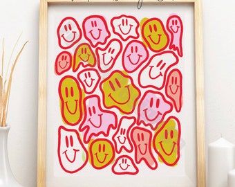 Smile Aesthetic, Art Mini Toile, Aesthetic Prints, Cute Canvas, Trendy Art, Smiley Faces, Mini Canvas Art, Printable Artwork, Art Drawings Sketches