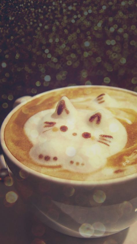 Cat coffee wallpaper Cat And Coffee Wallpaper, Coffee Aesthetic Background, Cat Coffee Art, Pancake Cat, Coffee Wallpapers, Nice Patterns, Cat Wallpapers, Amazing Wallpaper, Widget Ideas