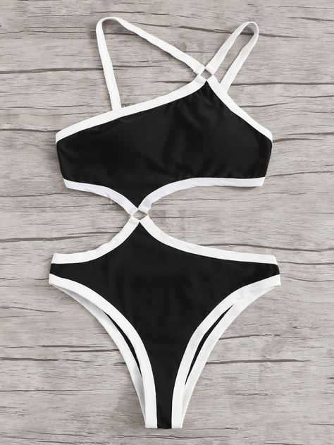 Trendy Swimsuits, Swimsuits Outfits, Swimsuit Design, Cute Bathing Suits, Cute Swimsuits, Contrast Piping, Beachwear For Women, Swimwear Fashion, Monokini