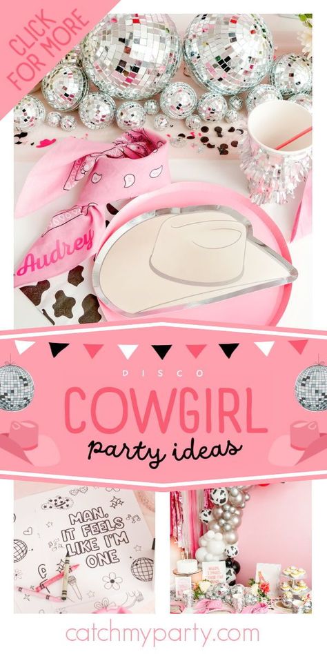 Check out this dazzling Shania Twain-themed disco cowgirl birthday party!  The decor is fantastic! See more party ideas and share yours at CatchMyParty.com Country Singer Birthday Party, Shania Twain Party Theme, Shania Twain First Birthday, Man I Feel Like I’m One Birthday Girl, Disco Cowgirl First Birthday, Cowgirl Party Ideas, Disco Cowgirl Birthday Party, Cowgirl Themed Birthday Party, Cowgirl First Birthday