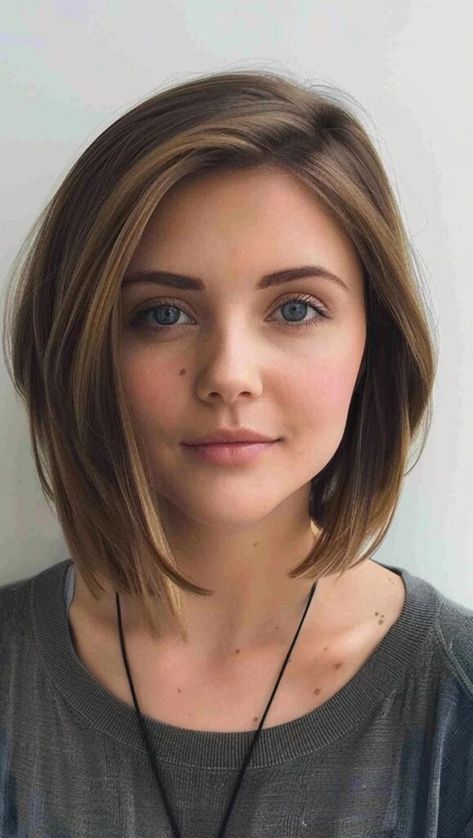 Uncover 20 stylish bob haircuts for round faces that blend modern trends with classic cuts, ensuring your look is always fresh and contemporary. Plus Size Short Haircut, Haircuts For Rounder Faces, Bob For Round Face Double Chin, Girls Bob Haircut, Bob Cut For Chubby Face, Plus Size Bob Haircut, Round Face Bob, Bob Haircuts For Round Face, Fall Haircut