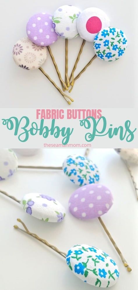 If you're into embellished bobby pins, these cute bobby pins are something you should definitely wear this season! These decorative bobby pins are super easy to make and personalize too!  #easypeasycreativeideas #hair #hairstyles #hairaccessories #hairaccessory #bobbypins #cutehair #diyaccessories Cute Bobby Pins, Decorative Bobby Pins, Sewing Creations, Diy Baby Headbands, Fabric Buttons, Scrap Fabric, Fabric Sewing, Button Crafts, Fabric Covered Button