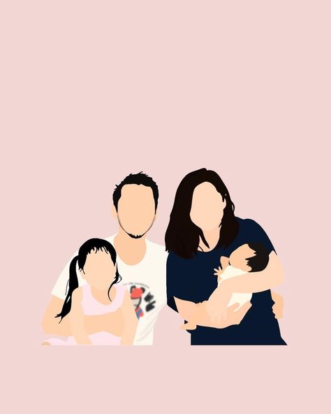 Family Illustration Art Drawings, Draw Family, Family Drawing Illustration, Nisha Rawal, Illustrated Family Portrait, Newborn Quotes, Family Symbol, Baby Print Art, Father Photo