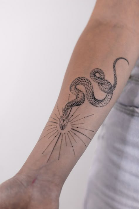 Feathered Snake Tattoo, Snake Wings Tattoo, Snake And Arrow Tattoo, Witchy Snake Tattoo, Snake Tattoo Wrapped Around Arm, White Snake Tattoo, Long Tattoo Design, Snake Tattoo Arm, Back Of Ankle Tattoo