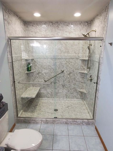 Bath Planet Remodel, Shower Transformation, Cabin Home Ideas, Raised Homes, Glass Door Curtains, Tub To Shower Conversion, Shower And Bathtub, Shower Conversion, Glass Shower Doors Frameless