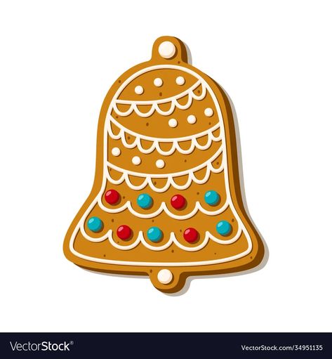 Novogodisnji Keksici, Gingerbread Bell, Cookie Vector, Ideas Navidad, Bell Decorations, Ginger Cookies, Homemade Cookies, Cookie Designs, Christmas Gingerbread