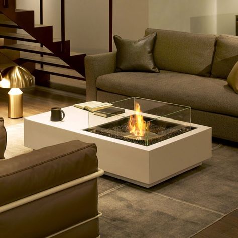 Rectangular Fire Pit, Bioethanol Fireplace, Patio Fire Pit, Real Fire, Stylish Coffee Table, Renewable Sources Of Energy, Table Top Design, Fire Table, Fire Pit Table