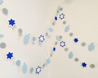 Hanukkah Decor, Chanukah Decor, Hanukkah Decorations, Blue Card, Sukkot, Red Decor, Christmas Hanukkah, Jewish Holidays, Paper Garland