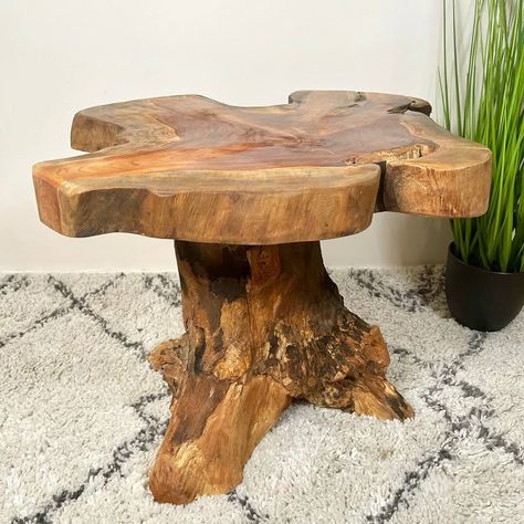 Teak Root Wood Mushroom Coffee Table Round Side End Lamp Table Home Furniture : Amazon.co.uk: Home & Kitchen Mushroom Side Table, Stump Table, Coffee Table Round, Wood Art Diy, Round Furniture, Mushroom Table, Wood Bedside Table, Mushroom Coffee, Wood Lamp