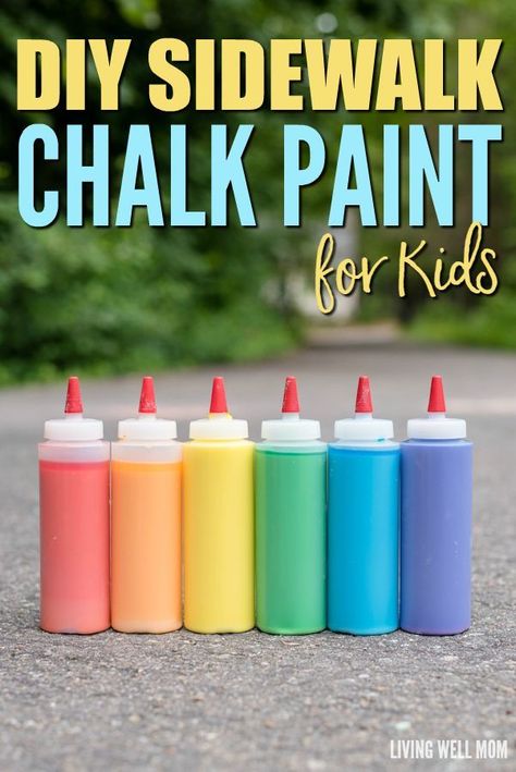 Need a new idea to keep your kids busy OUTSIDE? This DIY Sidewalk Chalk Paint will keep them occupied for hours as they make fun creations that later dry into chalk! The best part is it's super easy and inexpensive to make! Get the how-to for this awesome kids' activity here Chalk Paint For Kids, Diy Sidewalk Chalk Paint, Diy Sidewalk Chalk, Homemade Sidewalk Chalk, Diy Sidewalk, Paint For Kids, Sidewalk Chalk Paint, Babysitting Crafts, Learning Preschool