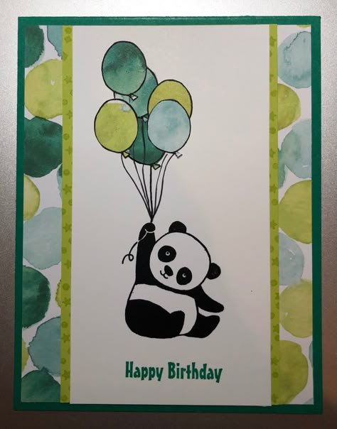 Party Panda Birthday Card Panda Birthday Cards Handmade, Panda Gift Ideas, Panda Birthday Cards, Easy Greeting Cards, Balloon Cards, Panda Card, Panda Drawing, Panda Birthday, Drawing Things