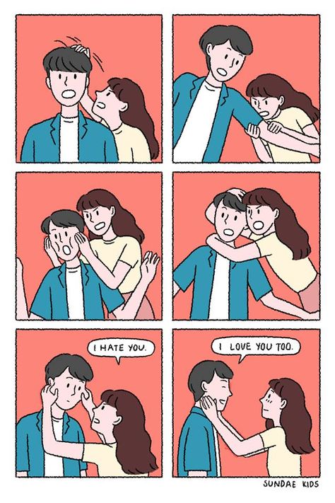 Esto se podría decir cierto aveces Sundae Kids, 4 Panel Life, Couple Comics, Relationship Comics, Cute Couple Comics, Couples Comics, Funny Couple, Love Cartoons, Couple Illustration