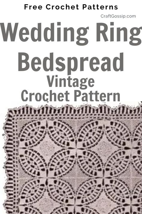 Wedding Ring Bedspread — CraftBits.com Crochet Wedding Ring Blanket, Crochet Wedding Ring Afghan Free Pattern, Crochet Wedding Blanket Pattern Free, Crochet Wedding Afghan, Crochet Wedding Blanket, Wedding Afghan, Charity Crochet, Wedding Crochet Patterns, Memorial Wreath