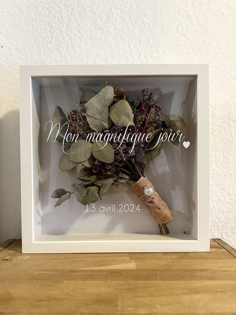 Hello dear visitors, are you looking for somewhere to store your bridal bouquet? If you want to make your dear friends/family members etc. happy at your wedding, then a great 3D picture frame would be just the thing. The frame has enough space for your dried bridal bouquet or just the flowers. A beautiful long-lasting keepsake for the most beautiful day of your life. For hanging or standing. Please enter your personal information (name/date) in the space provided. Thanks :-) If you have any spec 3d Picture Frame, 3d Pictures, Different Fonts, Wedding Time, Creative Gifts, Beautiful Day, Shadow Box, Bridal Bouquet, Wedding Accessories