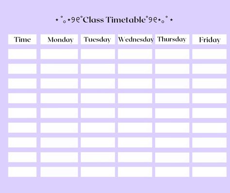 School Timetable Template Printable, Study Planner Ideas, Productive Journal, Study Planner Printable Free, Class Schedule Template, Planner Weekly Layout, Student Weekly Planner, Class Timetable, Timetable Template