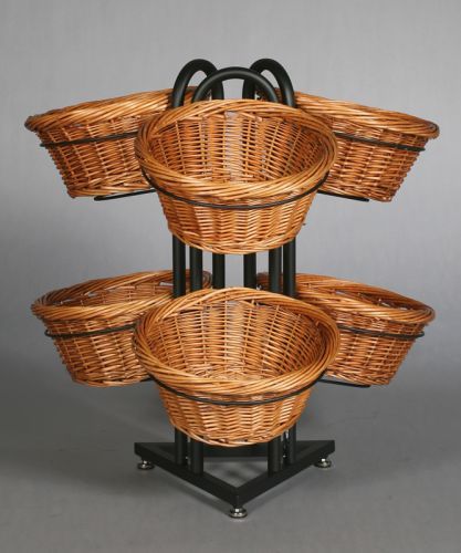 Round Willow 6 Basket Display | Basket Display | Basket Floor Stand Basket Display, Fruit And Veg Shop, Vegetable Rack, Vegetable Stand, Willow Basket, Vegetable Shop, Grocery Store Design, Display Basket, Supermarket Design