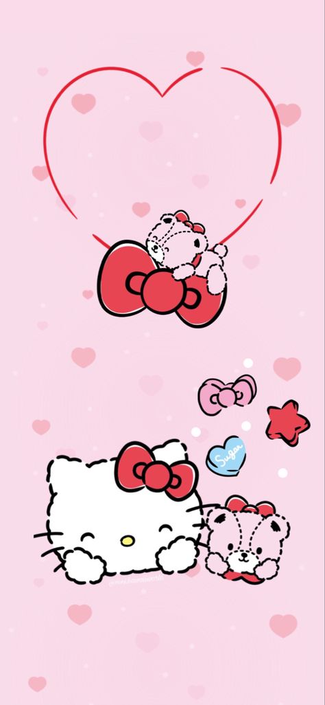 Hello Kitty Valentines, All Out Anime, Valentines Wallpaper Iphone, 헬로키티 배경화면, Kawaii Wallpapers, Hello Kitty Imagenes, Kawaii Characters, Iphone Wallpaper Cat, Valentine Picture