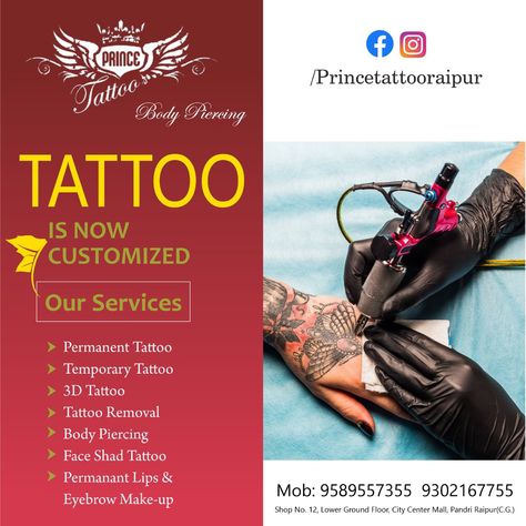 Best tattoo studio raipur tattoo studio images Rohit Tattoo, Prince Tattoo, Tattoo Poster, Prince Tattoos, Studio Images, Tattoo Posters, Promotion Poster, 3d Tattoo, Tattoo Removal