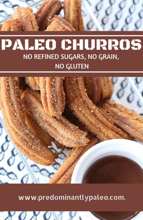 PALEO CHURROS Paleo Mexican Dessert Recipes, Almond Flour Churros Recipe, Paleo Churros, Cinnamon Dessert Recipes, Gluten Free Treats Recipes, Churro Dessert, Dessert Night, Paleo Mexican, Clean Desserts