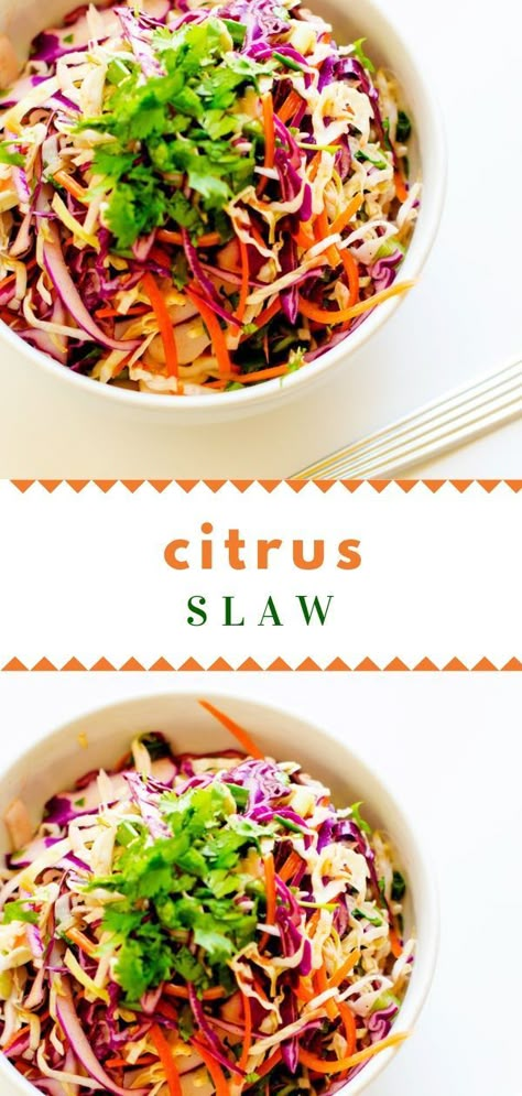 Citrus Side Dishes, Citrus Slaw Recipes, Citrus Slaw Fish Tacos, Healthy Slaw Recipes, Summer Slaw Recipe, Healthy Slaw, Citrus Slaw, Gluten Free Side Dish, Gluten Free Side