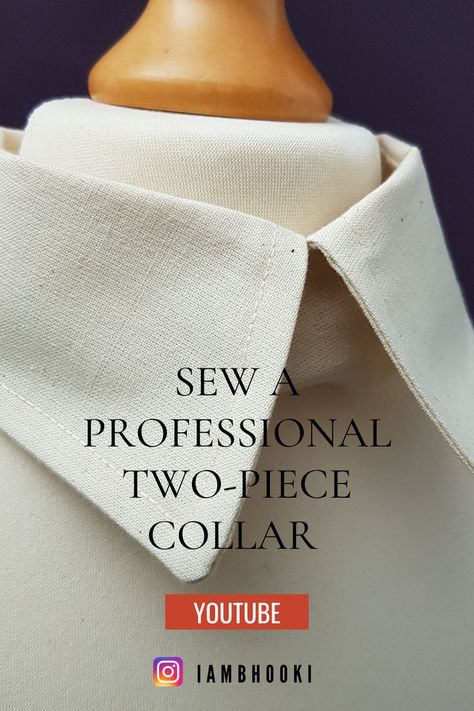 This video shows you How To Sew A Two Piece Shirt Collar For Beginners. This is a very easy step by step method on how to achieve the perfect shirt collar. #shirtcollar #shirt #collar #twopieceshirtcollar #twopiececollar #diy #sewing #sew #youtubeproject #youtubetutorial Collar Sewing Tutorial, Refurbished Clothes, Two Piece Shirt, Beginners Sewing, Sewing Collars, Sewing School, Sewing Tutorials Clothes, Revere Collar, Detachable Collar