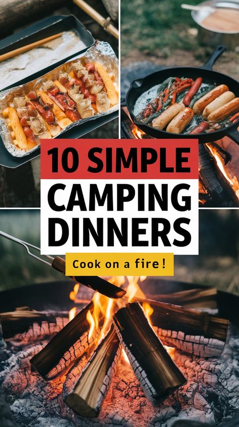 Discover 10 simple camping dinner recipes perfect for cooking over a fire. These easy-to-make and delicious meals will satisfy everyone at your campsite. Try these recipes today for a hassle-free outdoor dining experience. Dinner Over The Fire, Over Fire Meals, Camping Meals Fire Pit, Camp Fire Sides, Camp Food Recipes, Camping Recipes Easy Outdoor Cooking, Camp Oven Recipes Australia, Camping Meals Over Fire, Easy Camping Meals For A Crowd