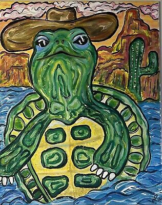 Find many great new & used options and get the best deals for acrylic painting on canvas Print Cowboy Turtle x20 X16 at the best online prices at eBay! Free shipping for many products! Fun Painting Ideas On Canvas Simple, Fun Canvas Painting Ideas, Fun Painting Ideas On Canvas, Fun Painting Ideas, Cowboy Painting, Painting Ideas On Canvas Simple, Space Cowboy, Hippie Painting, Turtle Painting