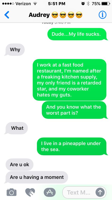 Spongebob Text Message Prank, Funny April Fools Pranks Over Text, Muffin Man Text Prank, Funny Pranks To Pull On People Over Text, Pranks On Bf Over Text, Text Prank On Boyfriend, Pranks To Do Over Text, Prank Text Messages Boyfriend, Best April Fools Pranks Over Text