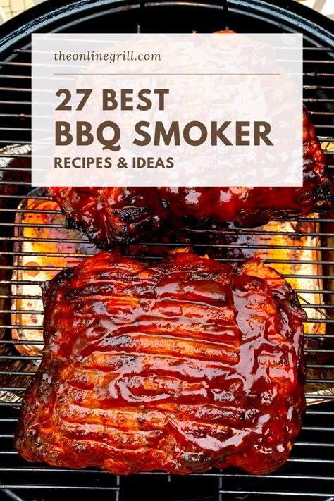 Check out these best smoker recipes to break out at your next barbecue. From best smoker side recipes, smoked pork, smoked beef, smoked ribs, and more! Smoker Meat Recipes, Smoker Cooking Recipes, Pit Boss Recipes, Grill Smoker Recipes, Smoker Grill Recipes, Bbq Smoker Recipes, Pellet Smoker Recipes, Traeger Smoker, Traeger Grill Recipes