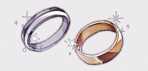 How To Color Rings Digital Art, How To Colour Silver Digital, Drawing Silver Tutorial, How To Draw Jewelry Digital, Gold Drawing Tutorial, How To Shade Jewelry Digital, How To Draw Metal, Gold Ring Drawing Tutorial, Perlin Noise