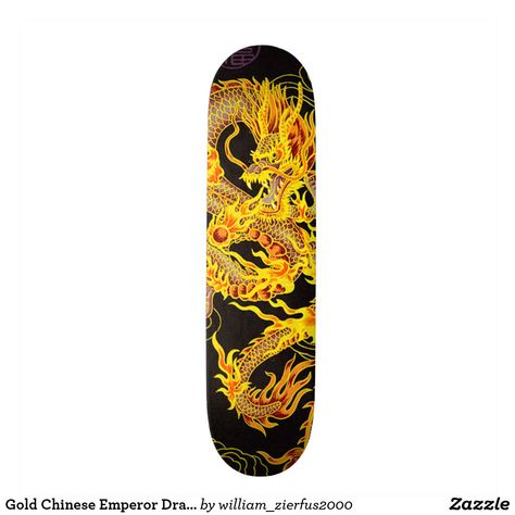 Gold Chinese Emperor Dragon Element Custom Pro Skateboard Chrome Dragon, Dragon Skateboard, Dragon Custom, Dragon Emperor, Board Skateboard, Element Skateboards, Skateboard Deck Art, Chinese Emperor, Custom Skateboards