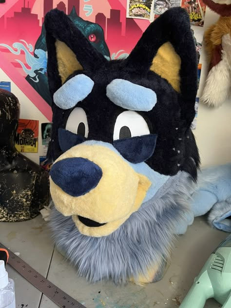 Bluey Fursuit, Fursona Reference, Bandit Heeler, Fursuit Paws, Dino Mask, Cute Fursuits, Fursuit Ideas, Fur Suits, Cool Fursuits