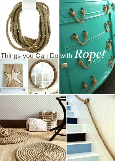 All the Things you can Do with Thick Rope and Where to Buy It - Coastal Decor Ideas and Interior Design Inspiration Images Nautical Rope Decor, Cordless Blinds, Nautical Room, Wreath Frames, Nautical Bedroom, Nautical Crafts, Rope Decor, Rope Diy, Interior Design Advice