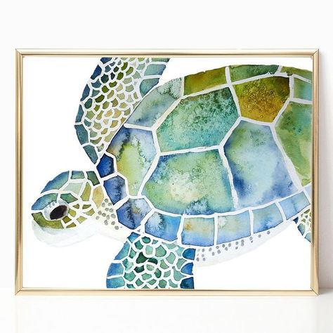 Sea Turtle Painting, Art Plage, Sea Turtle Wall Art, Turtle Sea, Sea Turtle Print, Turtle Wall Art, Sea Turtle Art, Turtle Print, Turtle Painting