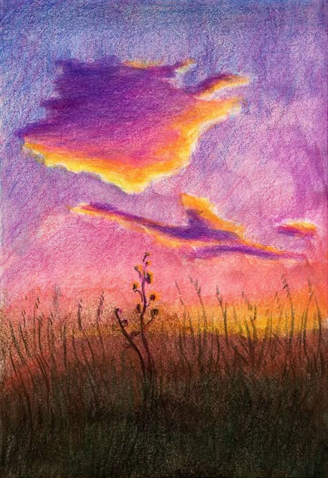 The purple clouds Sky Color Pencil, Color Pencil Sky Drawing, Clouds Colored Pencil, Cloud Drawing Color Pencil, Sunset Colored Pencil, Sunset Colored Pencil Drawing, Color Pencil Sunset, Colored Pencil Sunset, Purple Sky Drawing