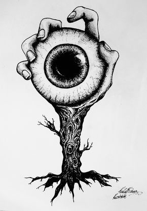 Ojo diabolico Eyeball Art, Creepy Drawings, White Drawing, Dark Art Drawings, Tattoo Art Drawings, Desenho Tattoo, Creepy Art, Black And White Drawing, Arte Fantasy