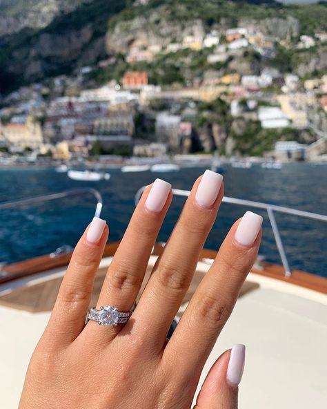 Positano will always have a place in our hearts 🥰♥️ // Nail color is 3 coats of OPI funny bunny and I get gel over my natural nails 💅🏼 Proposal Nails, Ring Selfie, Red Earrings Stud, Ring Pop, Princess Ring, Proposal Engagement, Bridal Bands, Gorgeous View, Dream Ring