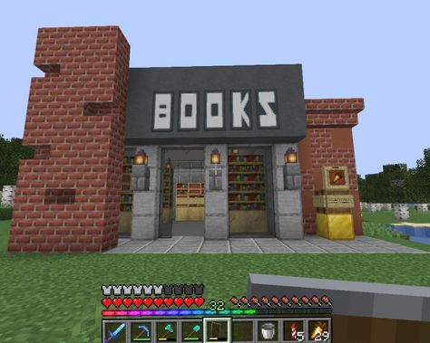 Minecraft City Shops, Grocery Store Minecraft, Minecraft Pet Store, Shops Minecraft, Minecraft Diner, Minecraft Bookstore, Minecraft Shop Ideas, Minecraft Stores Ideas, Minecraft Shops Ideas