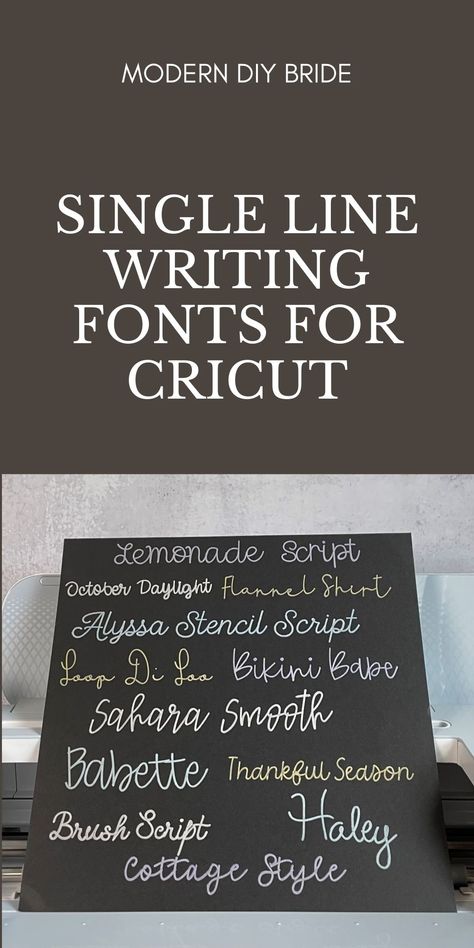 The ultimate list of single line fonts to use for your next Cricut project using the pen, foil, or engrave tool. Single Line Fonts Free, Cricut Line Art, Single Line Fonts For Cricut, Cricut Writing Fonts, Writing Fonts For Cricut, Cricut Modern, Circuit Hacks, Single Line Fonts, Cricut Writing