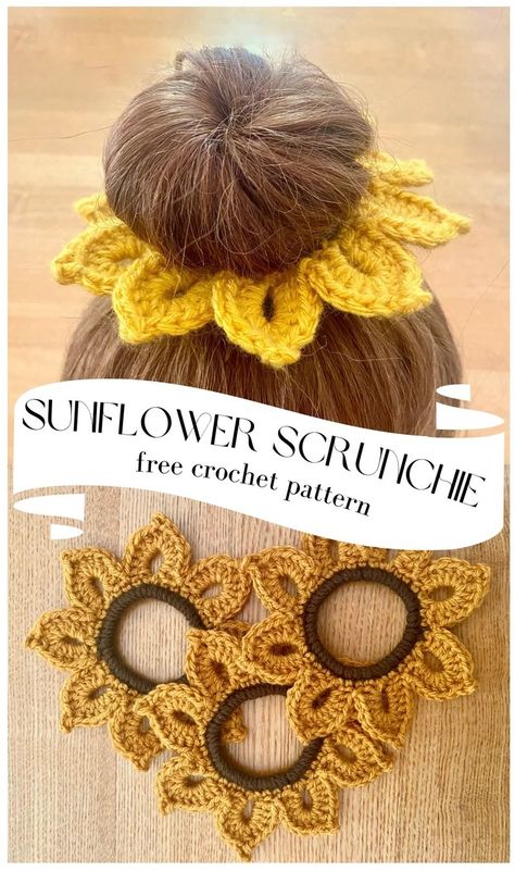 Mode Crochet, Pola Amigurumi, Crochet Hair Accessories, Basic Crochet, Crochet Design Pattern, Crochet Sunflower, Beginner Crochet Projects, Quick Crochet, Basic Crochet Stitches