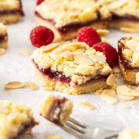 Raspberry Shortbread Bars Raspberry Shortbread Bars, Raspberry Shortbread, Cookie Bars Easy, Baking Journal, Shortbread Bars, Raspberry Almond, Crumble Bars, Cookie Bar, Vegetarian Crockpot